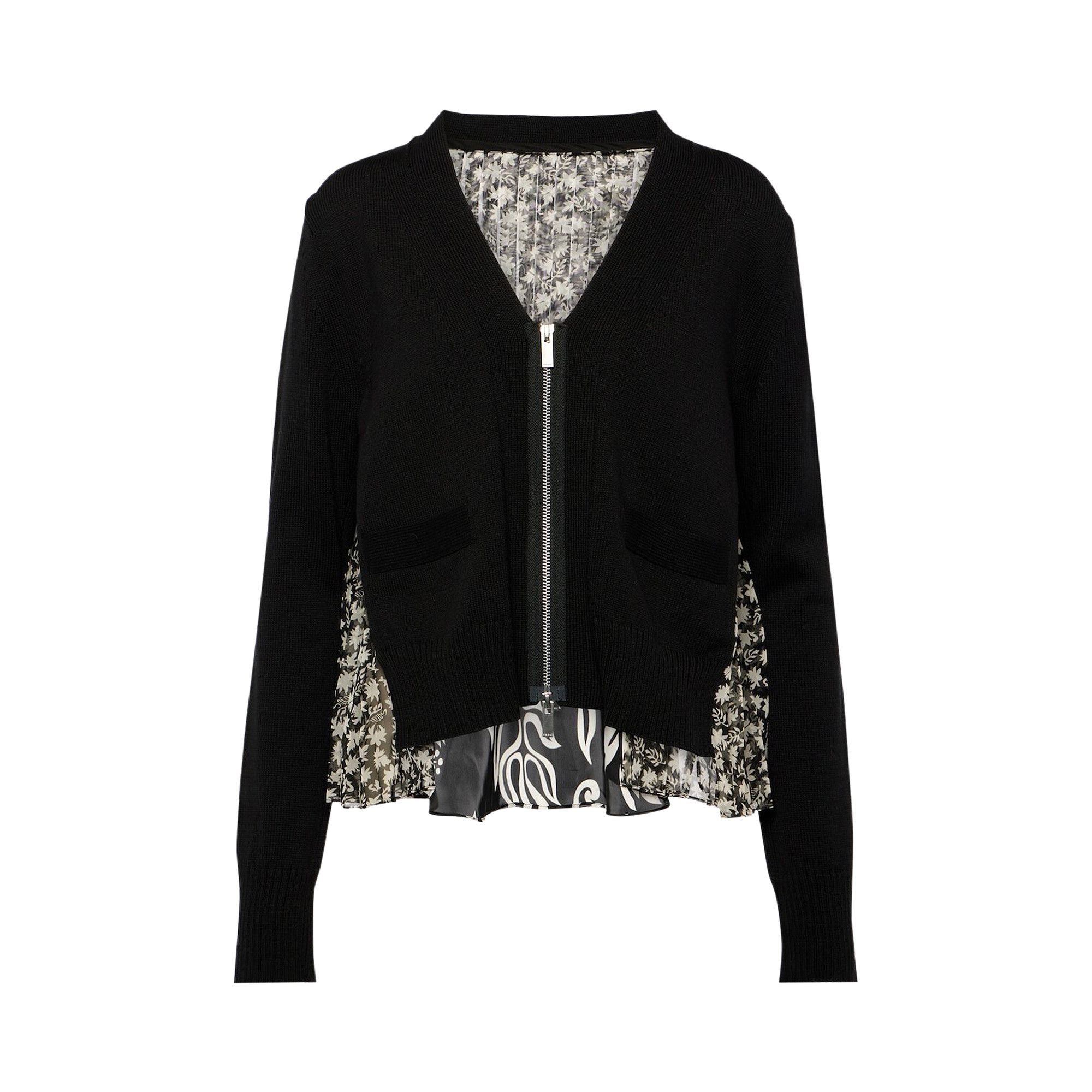 Buy Sacai Floral Print Knit Cardigan 'Black' - 24 07060 002 Buy Sacai Floral Print Knit Cardigan 'Black' - 24 07060 002