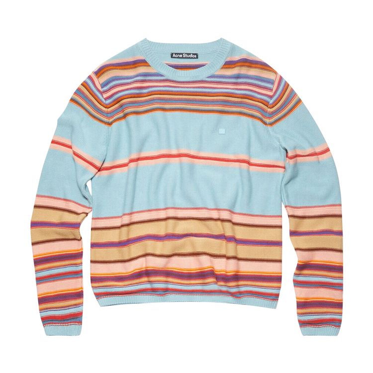 Buy Acne Studios Crewneck Knit Jumper Dusty Blue/Multicolor C60087