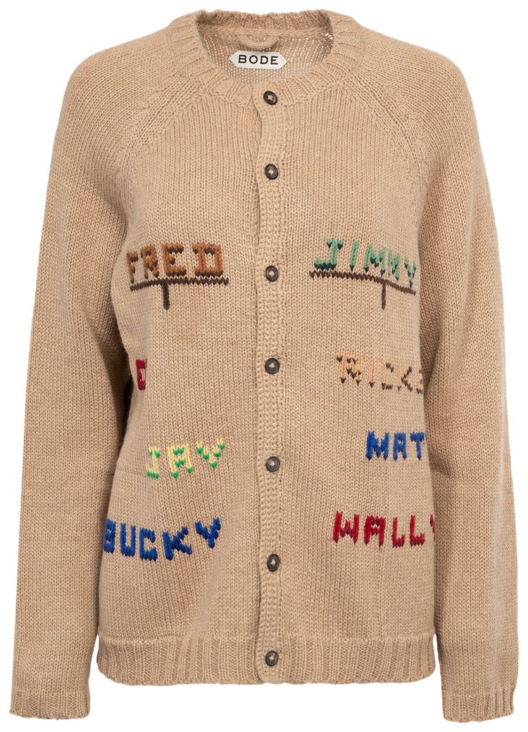 Bode Roll Call Cardigan TanMulticolor