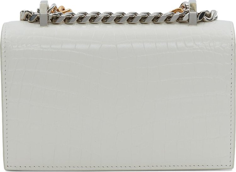 Alexander McQueen Mini Jewelled Satchel With Chain Ivory