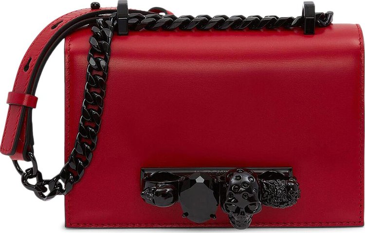 Alexander McQueen Mini Jewelled Satchel Welsh Red