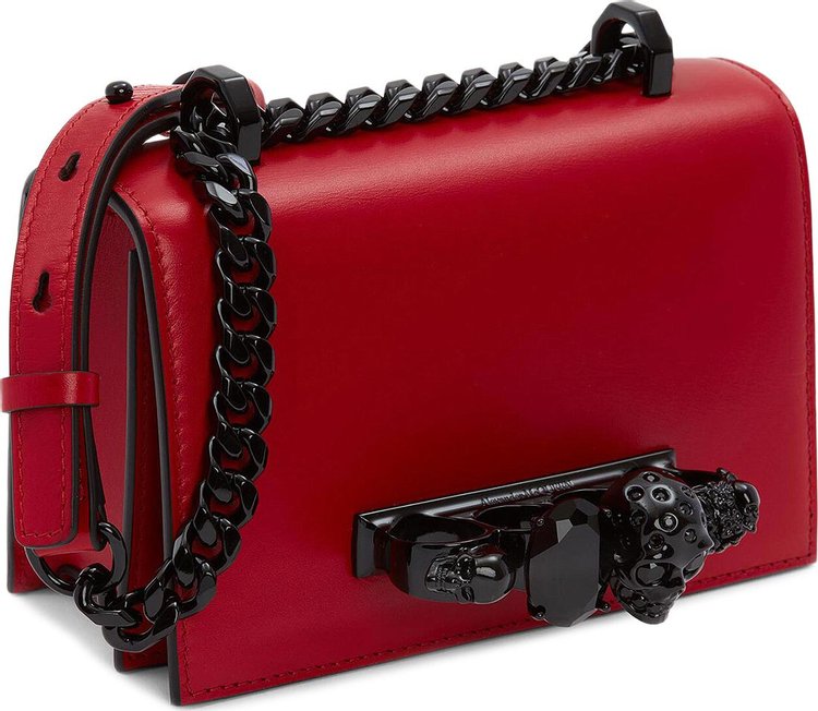 Alexander McQueen Mini Jewelled Satchel Welsh Red