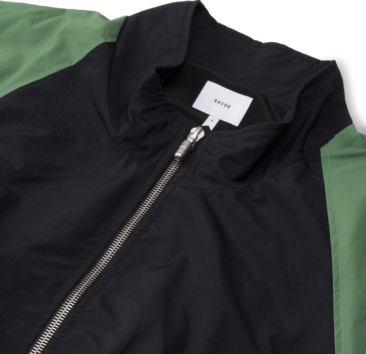 Rhude Color Block Track Jacket BlackGreenWhite