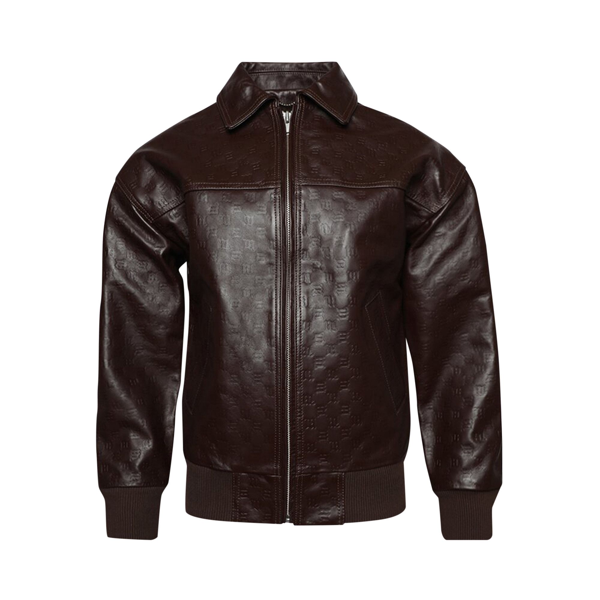 Size xl MISBHV Monogram Embossed Bandit Leather Jacket Brown