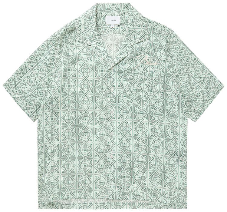 Rhude Cravat Silk Shirt TealIvory