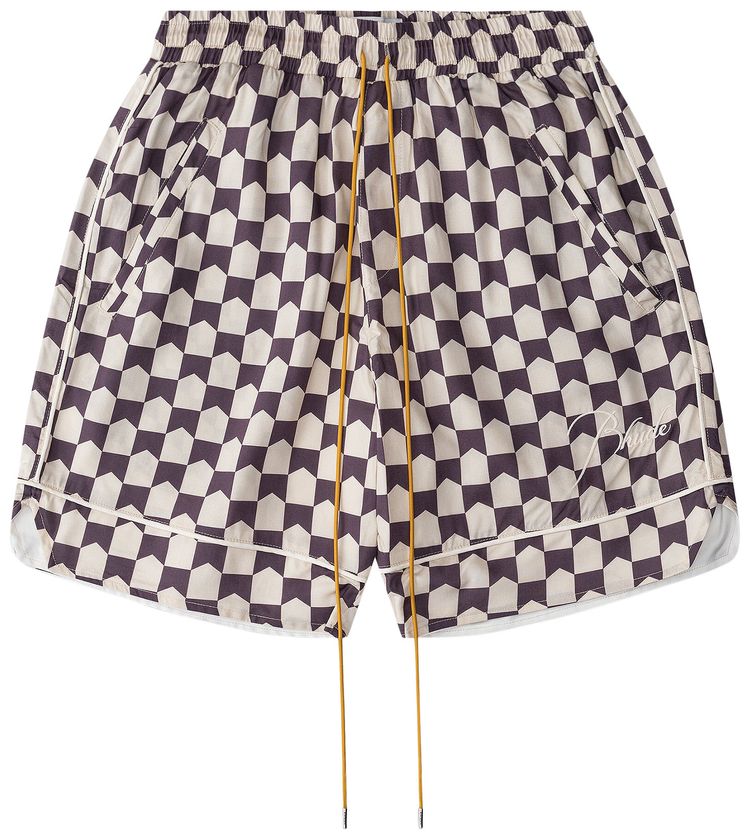 Rhude Checkered Pajama Short CreamBrown
