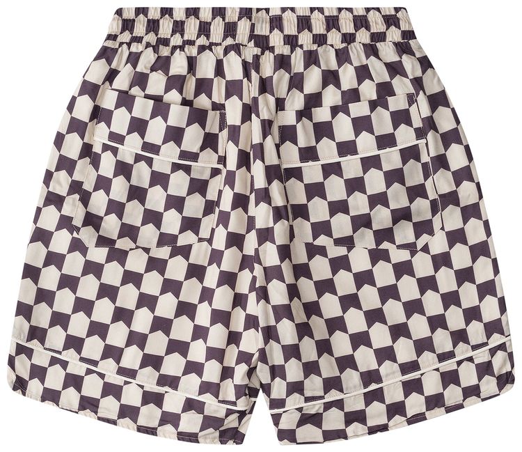 Rhude Checkered Pajama Short CreamBrown