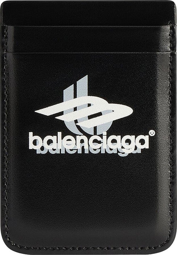 Balenciaga Cash Magnet Leather Cardholder 'Black/White'