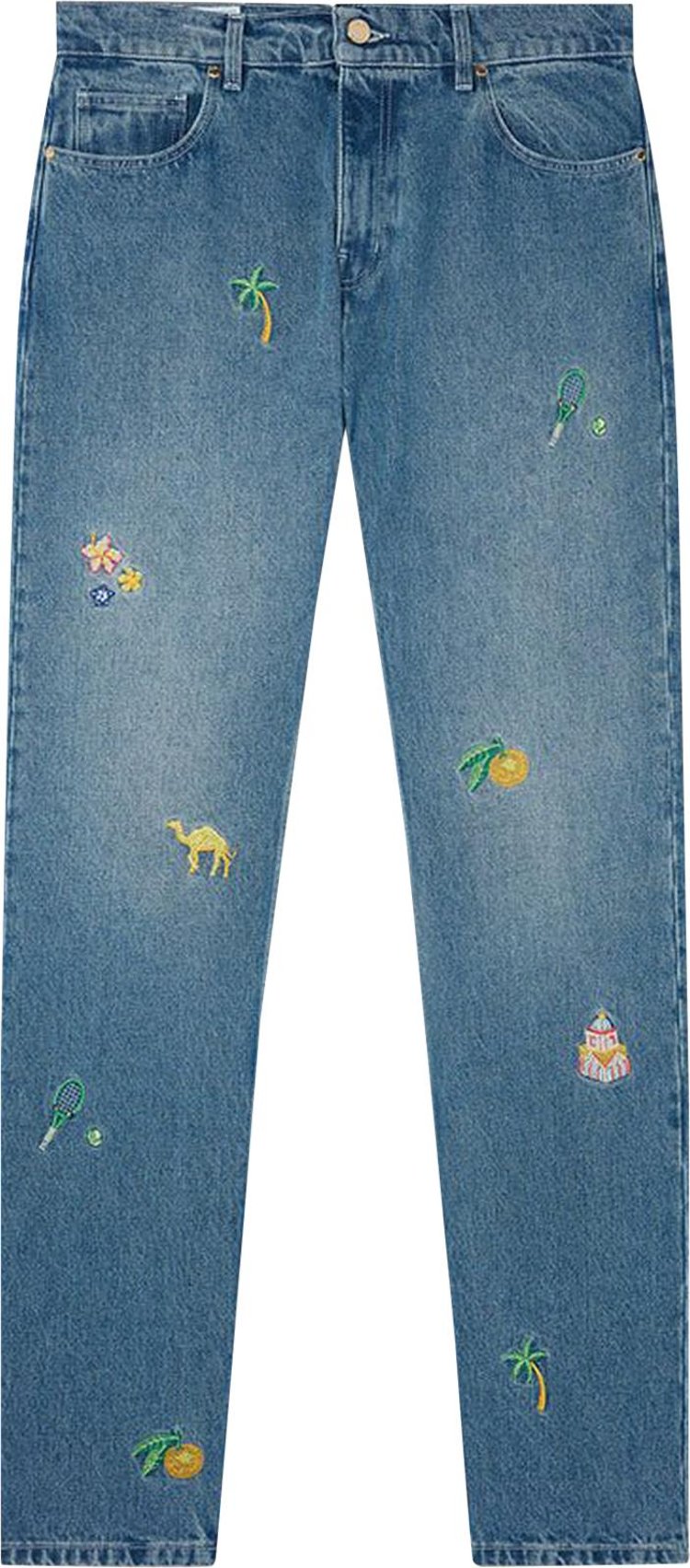 Casablanca Motif Straight Leg Jeans 'Stone Wash'