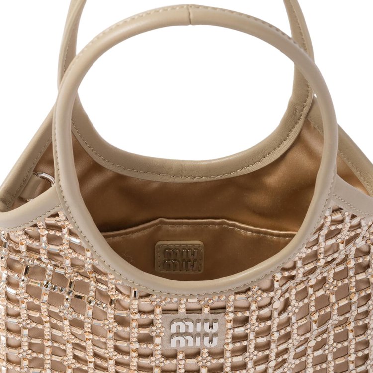 Miu Miu Rete Starlight Crystal Tote Bag Sabbia