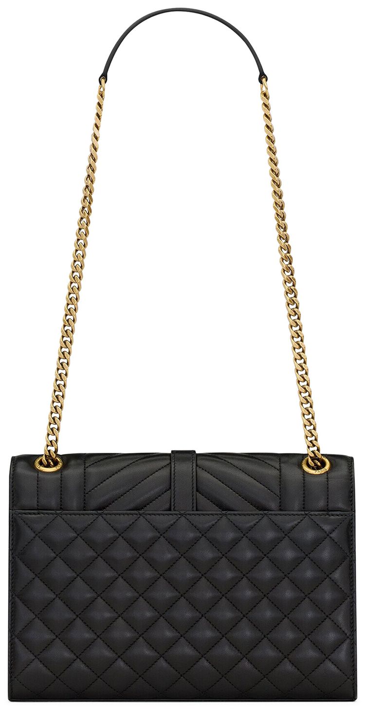 Saint Laurent Medium Envelope Leather Shoulder Bag Black