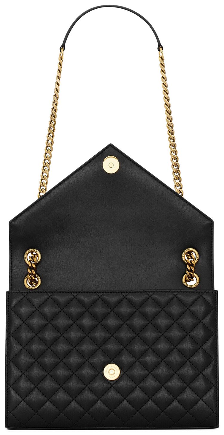Saint Laurent Medium Envelope Leather Shoulder Bag Black