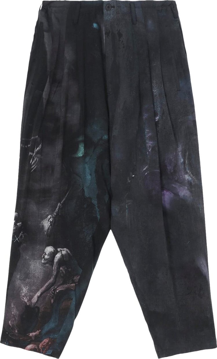 Yohji Yamamoto Pour Homme J-8 Tucks Print Pants 'Black'
