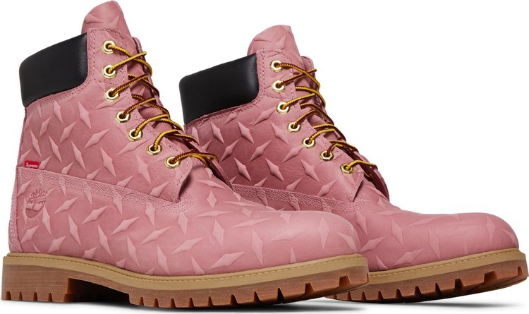 Supreme x 6 Inch Premium Waterproof Boot Embossed Diamond Plate   Pink