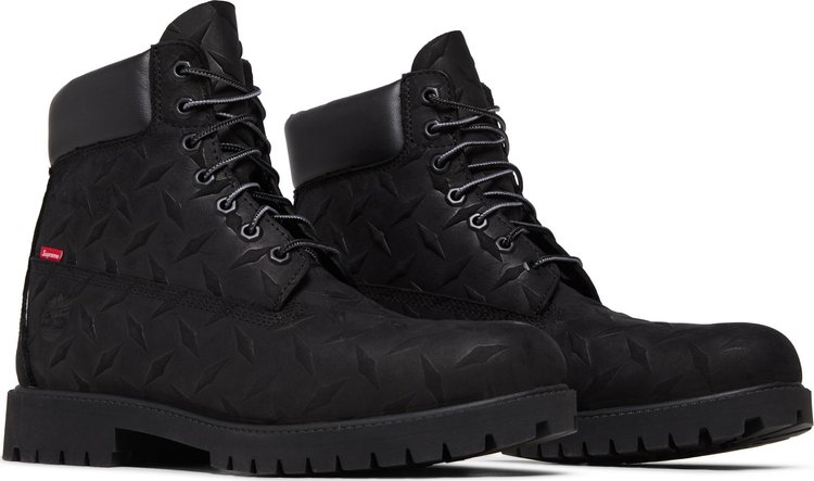 Supreme x 6 Inch Premium Waterproof Boot Embossed Diamond Plate   Black