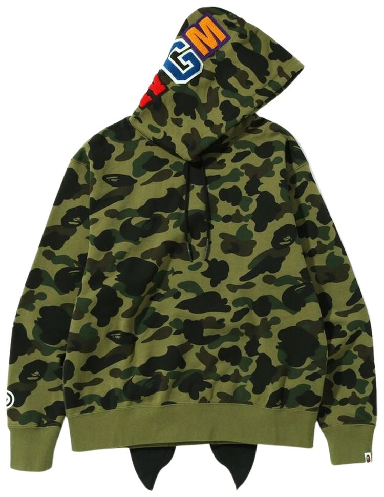 BAPE 1st Camo Shark Relaxed Fit Fullover Hoodie Green