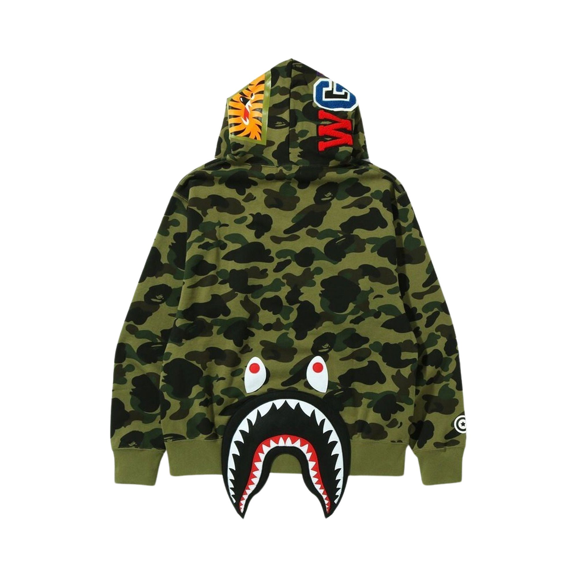 Buy BAPE 1st Camo Shark Relaxed Fit Fullover Hoodie 'Green' - 1H80