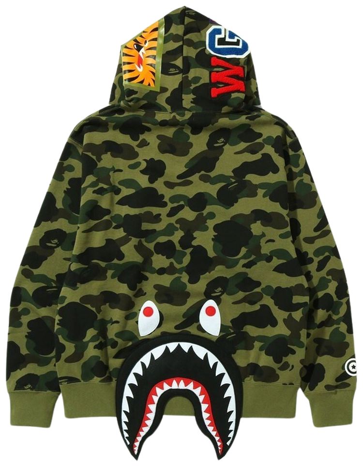 BAPE 1st Camo Shark Relaxed Fit Fullover Hoodie Green