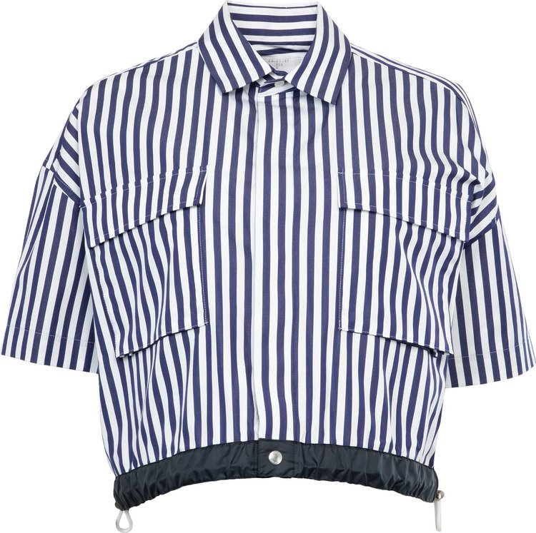 Sacai Thomas Mason Poplin Shirt 'Navy Stripe'