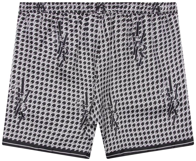 Amiri Staggered Houndstooth Silk Short Black