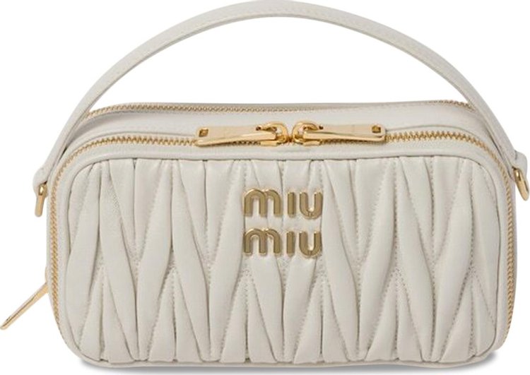 Miu Miu Matelasse Bandoliera Handbag White