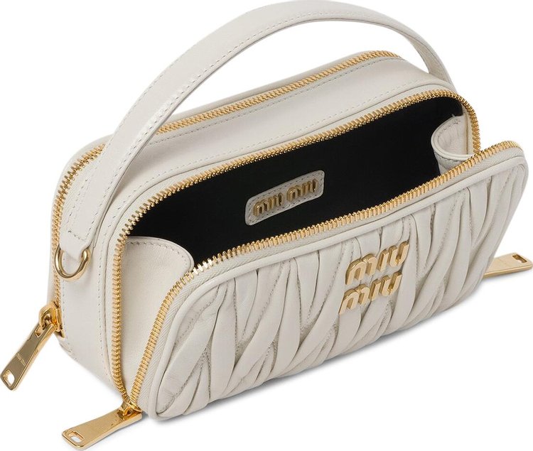 Miu Miu Matelasse Bandoliera Handbag White