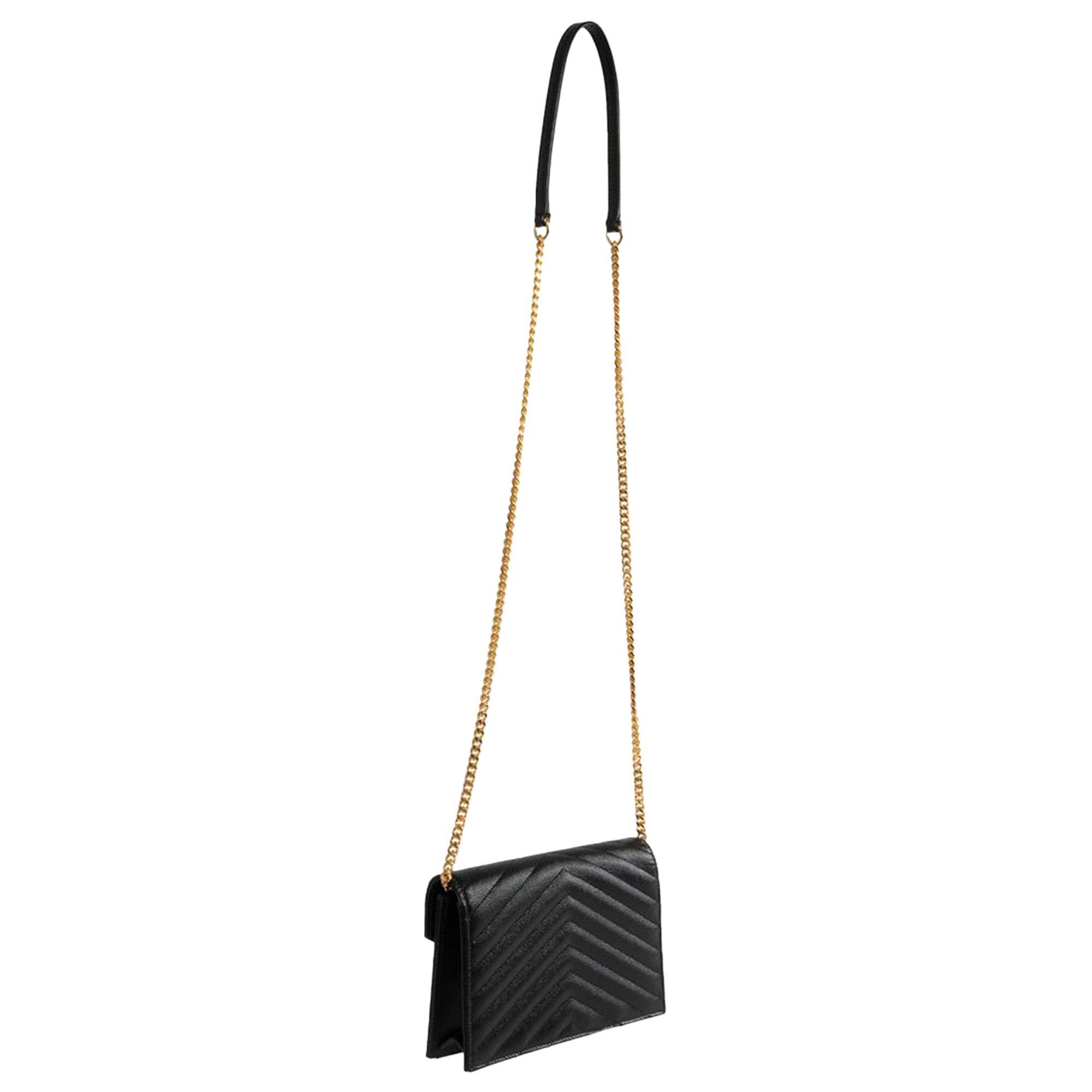 black monogramme envelope chain wallet bag