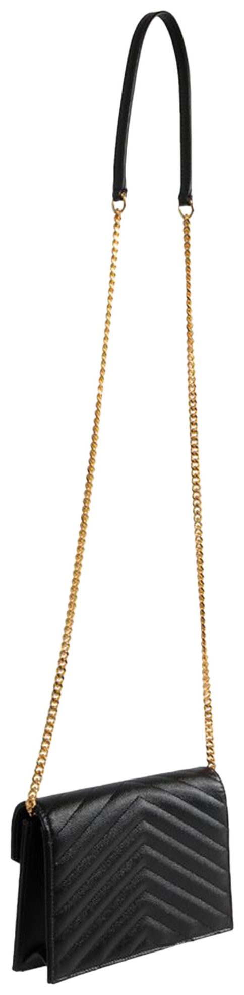 Saint Laurent Cassandre Envelope Chain Wallet Black