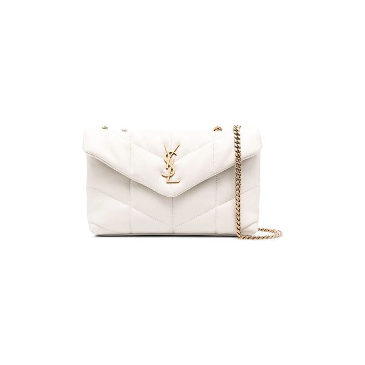 Saint Laurent Puffer Toy Quilted Shoulder Bag Vintage White