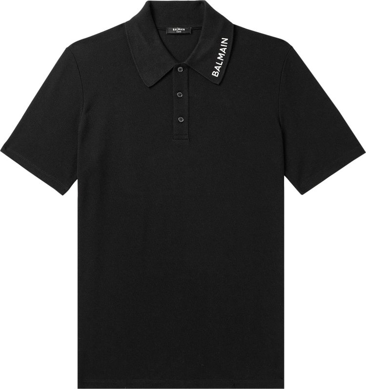 Balmain Embroidered Polo Shirt 'Black/White'