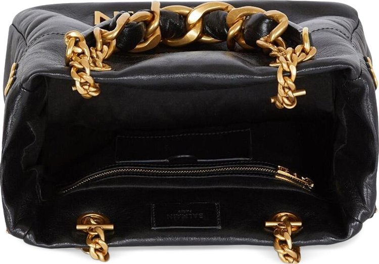 Balmain 1945 Soft Crinkled Leather Tote Bag Black