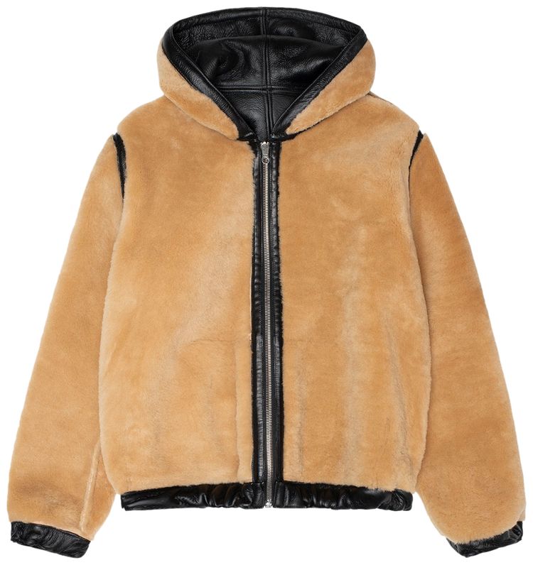 Stussy x Our Legacy Work Shop Reversible Shearling Zip Hoodie Cappuccino