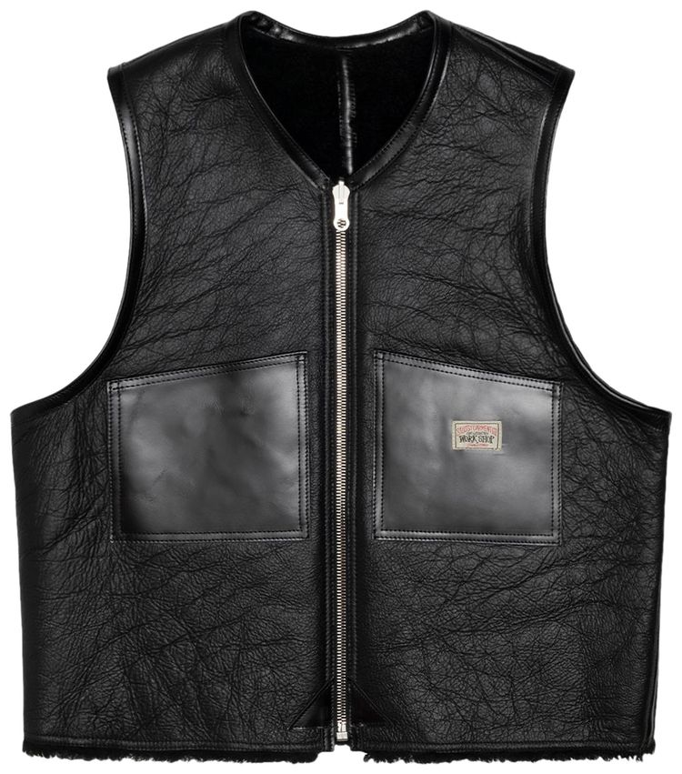 Stussy x Our Legacy Work Shop Reversible Shearling Vest Black