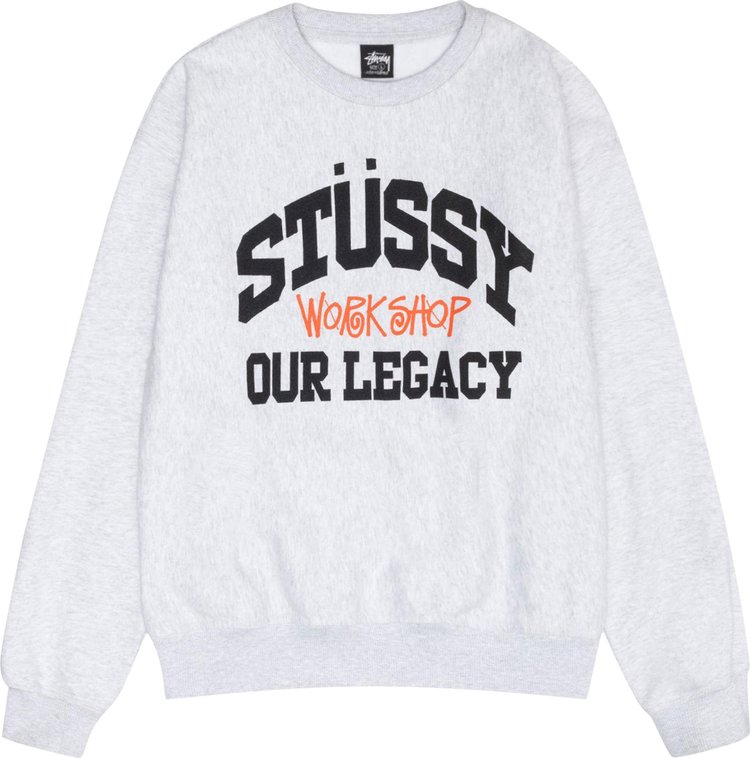 Stussy x Our Legacy x Our Legacy Work Shop Collegiate Pigment Dyed Crew 'Ash Heather'