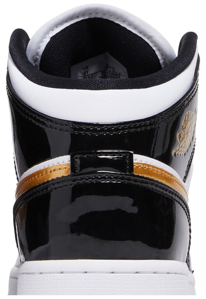 Air Jordan 1 Mid Patent SE GS Black Gold