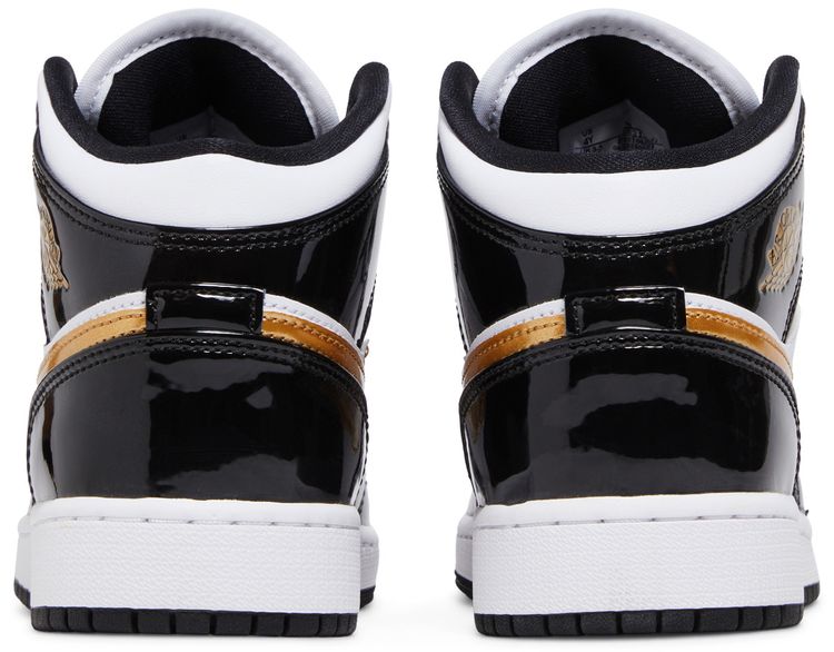 Air Jordan 1 Mid Patent SE GS Black Gold