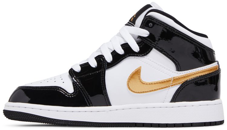 Air Jordan 1 Mid Patent SE GS Black Gold