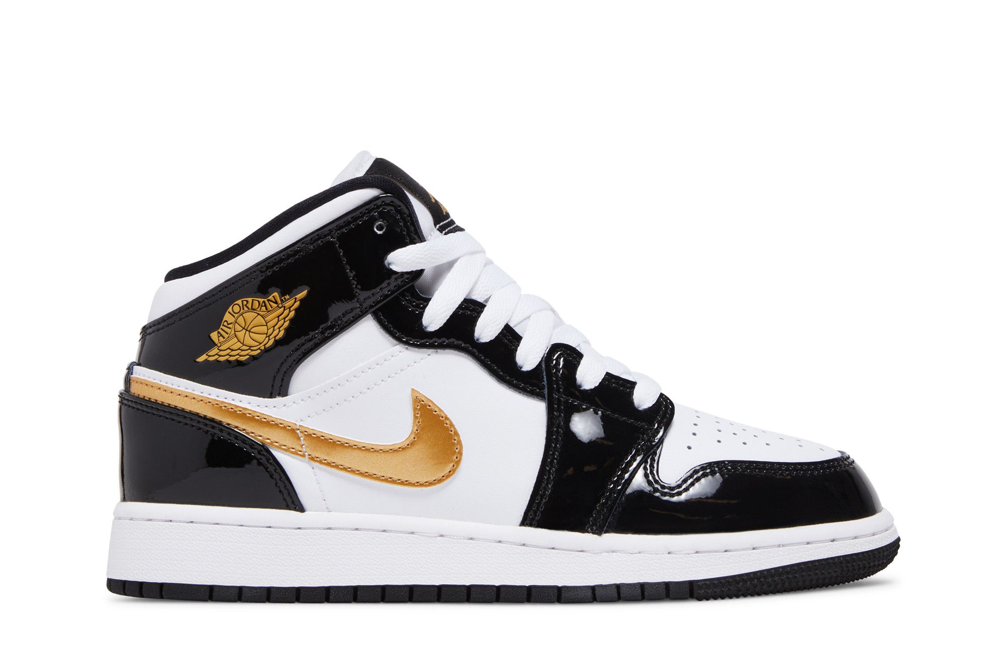 Shiny black and gold jordans deals