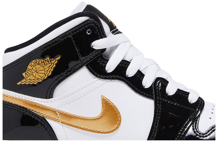 Air Jordan 1 Mid Patent SE GS Black Gold