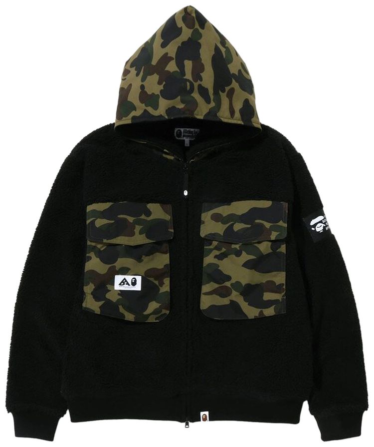 BAPE Big Pocket Relaxed Fit Boa Jacket Black