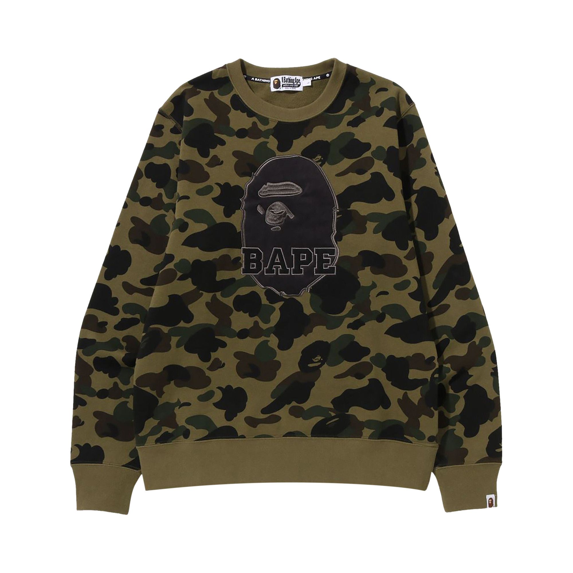 Buy BAPE 1st Camo Pattern Ape Head Crewneck 'Green' - 1I80