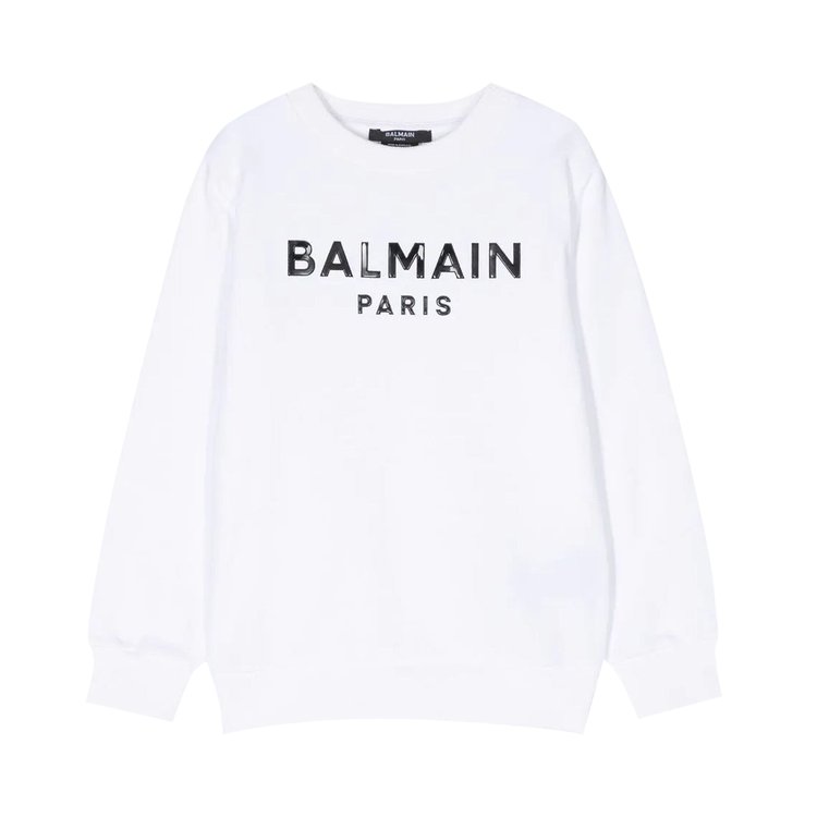 Balmain Kids Logo Printed Crewneck Sweatshirt 'White'