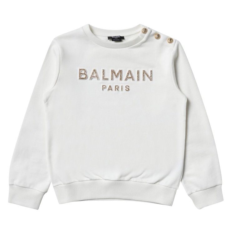 Balmain Kids Logo Printed Crewneck Sweatshirt 'White'