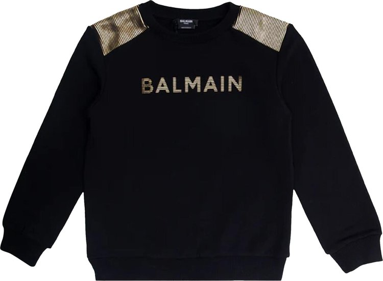 Balmain Kids Logo Printed Crewneck Sweatshirt 'Black'