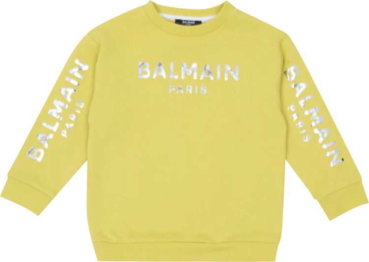 Balmain Kids Logo Printed Crewneck Sweatshirt 'Yellow'