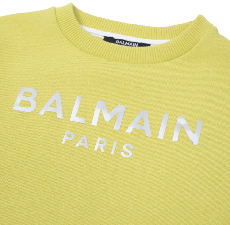 Balmain Kids Logo Printed Crewneck Sweatshirt Yellow