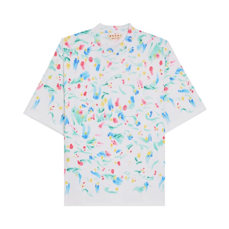 Marni Relaxed Fit Splash T Shirt Lily White