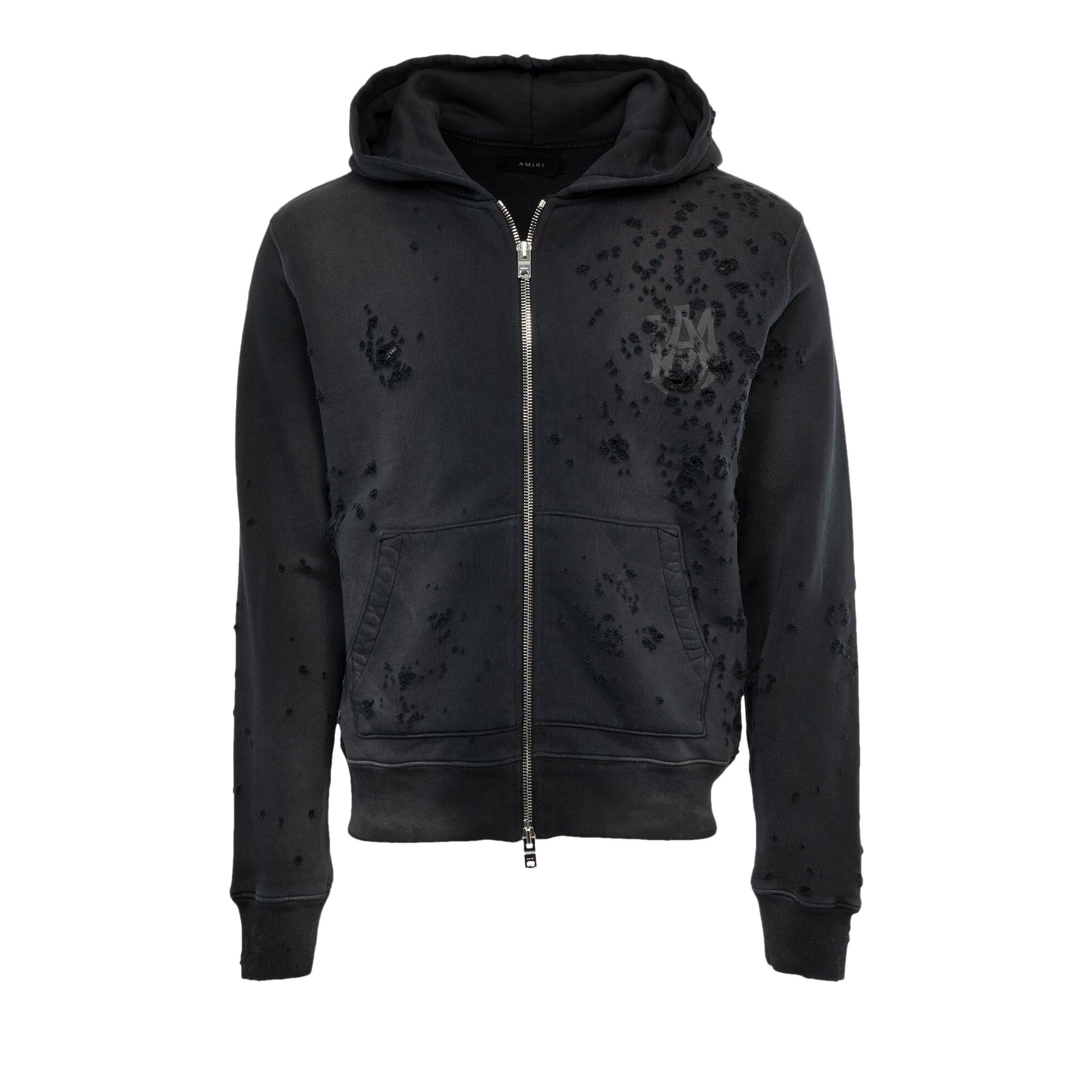 Buy Amiri Logo Shotgun Zip Hoodie 'Faded Black' - AMJYHD1002 518