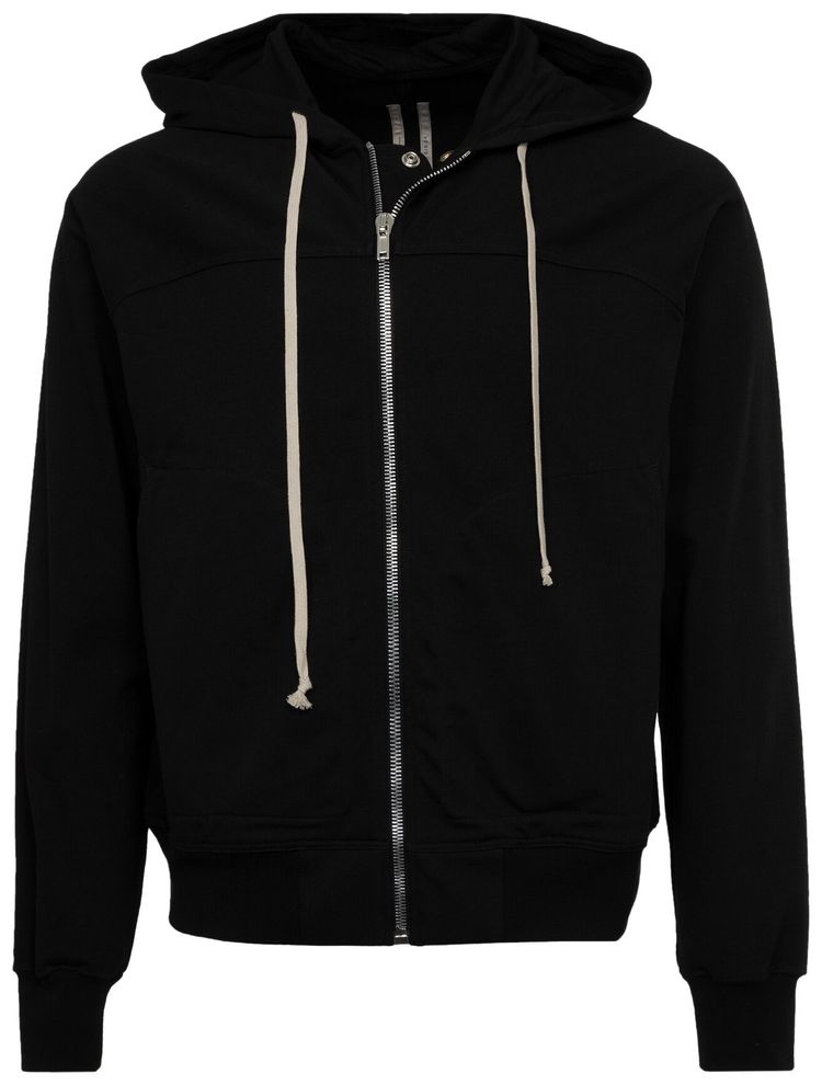 Rick Owens Zip Drawstring Hoodie Black