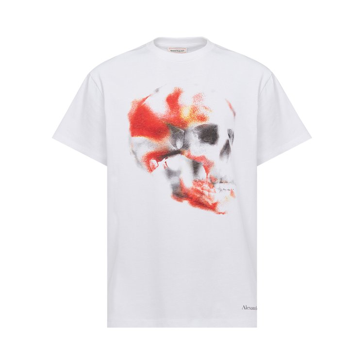 Alexander McQueen Obscured Skull T-Shirt 'White/Red/Black'